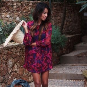 Floral long sleeved mini dress